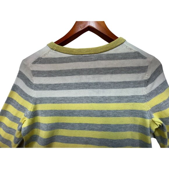 Talbots Womens Petite Striped Knit Sweater SP Yellow & Gray Casual - Picture 10 of 10